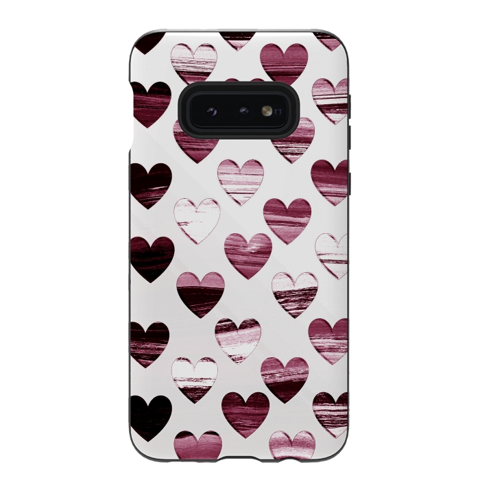 Galaxy S10e StrongFit Cherry wine brushed painted hearts by Oana 