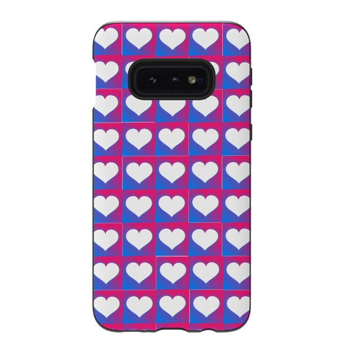 Galaxy S10e StrongFit hearts pattern blue pink by MALLIKA