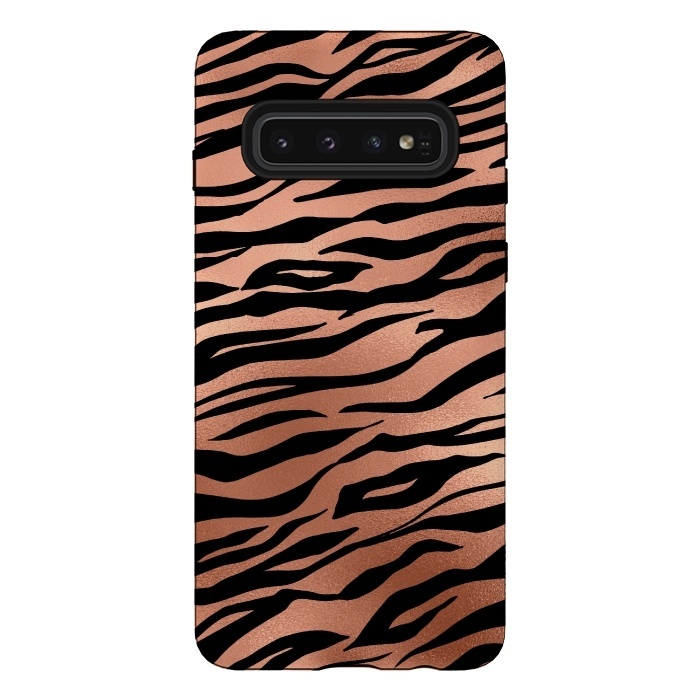 Galaxy S10 StrongFit Copper and Black Tiger by  Utart