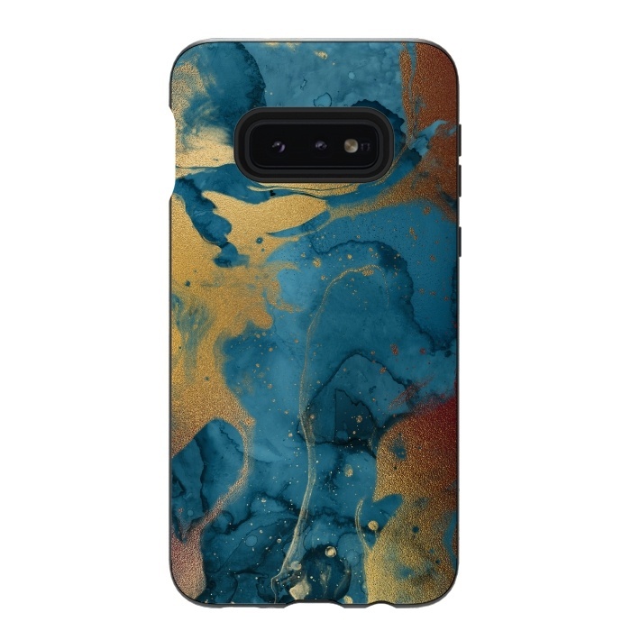 Galaxy S10e StrongFit Gold and Indigo Ink Marble by  Utart