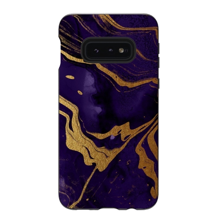 Galaxy S10e StrongFit Purple and Gold Marble Ink by  Utart