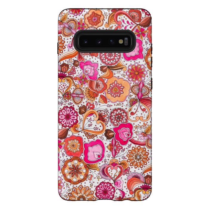 Galaxy S10 plus StrongFit Sowing the Seeds of Love - Pink and Coral by Paula Ohreen