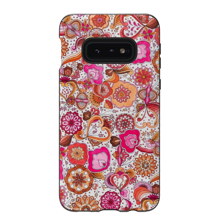 Galaxy S10e StrongFit Sowing the Seeds of Love - Pink and Coral by Paula Ohreen