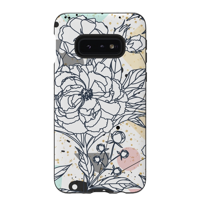 Galaxy S10e StrongFit Modern geometric shapes and floral strokes design by InovArts