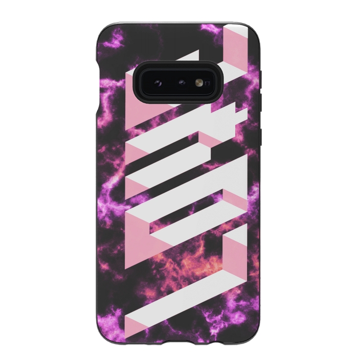 Galaxy S10e StrongFit Love - 3D pink typography on magenta dark marble by Oana 