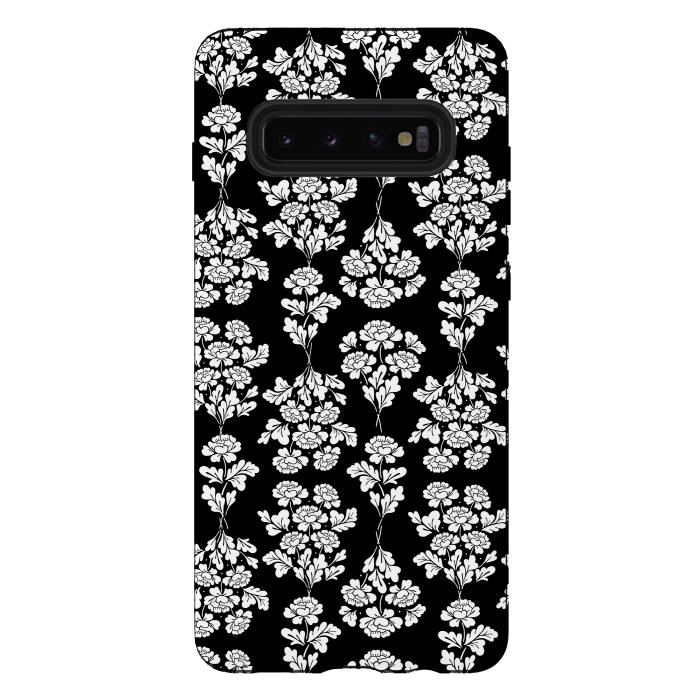 Galaxy S10 plus StrongFit Black Roses bouquet Pattern by Anis Illustration