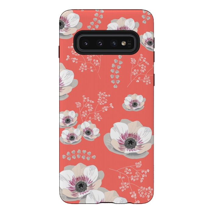 Galaxy S10 StrongFit Anemones in Living Coral  by Anis Illustration