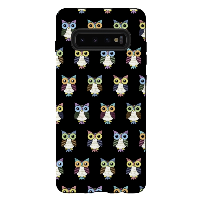 Galaxy S10 plus StrongFit Fancy owl pattern by Laura Nagel