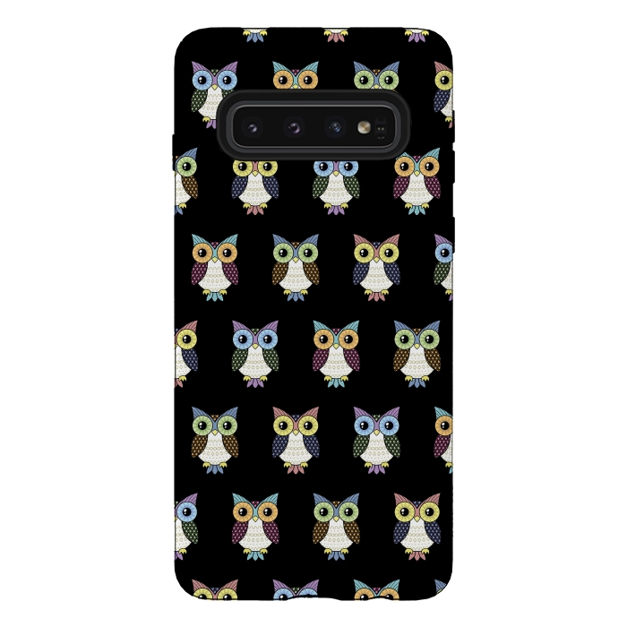Galaxy S10 StrongFit Fancy owl pattern by Laura Nagel