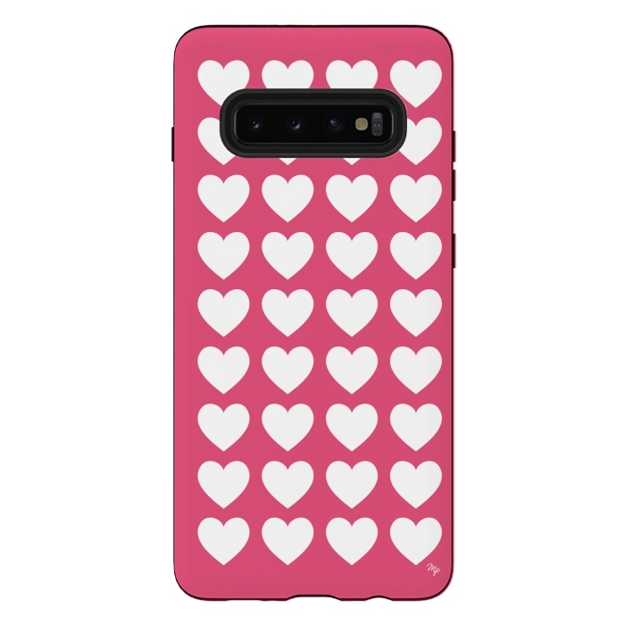 Galaxy S10 plus StrongFit White hearts by Martina