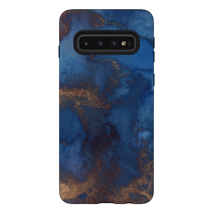 Galaxy S10 StrongFit Dark ocean blue marble and copper veins by  Utart