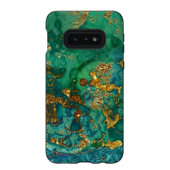 Galaxy S10e StrongFit Green Summer Marble with Gold Veins by  Utart