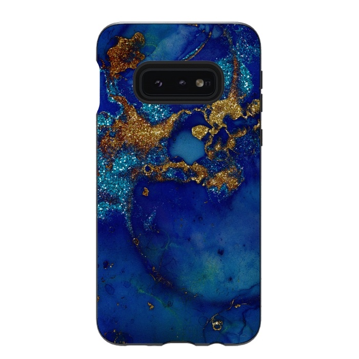 Galaxy S10e StrongFit Ocean Blue and gold Marble  by  Utart