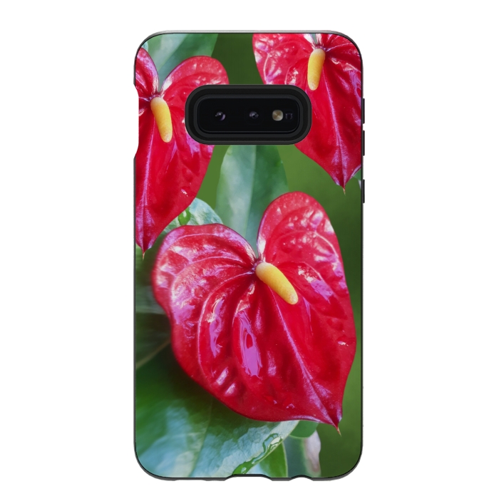 Galaxy S10e StrongFit Anthurium Red Exotic Flower  by BluedarkArt