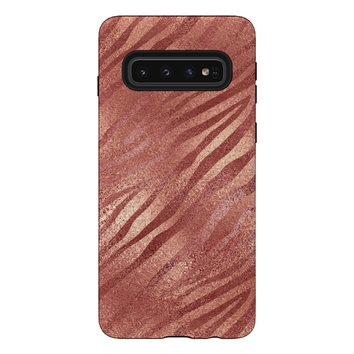 Galaxy S10 StrongFit Rosegold Tiger Skin by  Utart