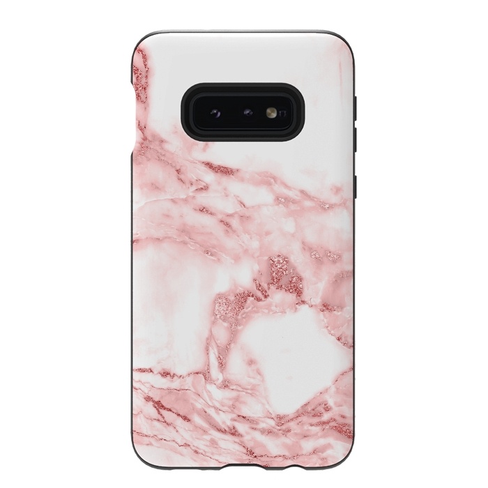 Galaxy S10e StrongFit RoseGold and White Fashion Marble  by  Utart