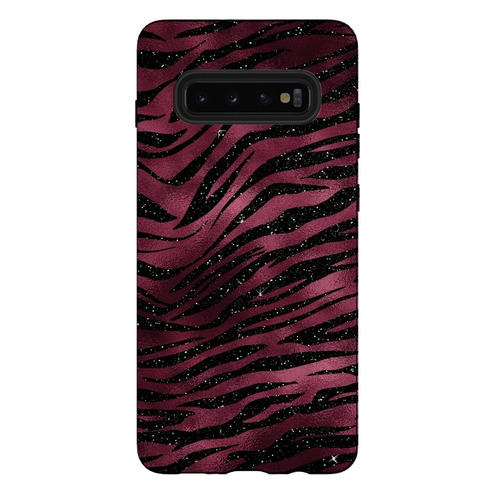 Galaxy S10 plus StrongFit Bordeaux and black Tiger Skin by  Utart