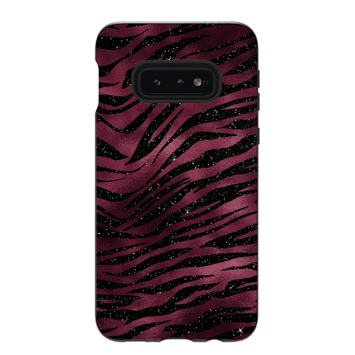 Galaxy S10e StrongFit Bordeaux and black Tiger Skin by  Utart