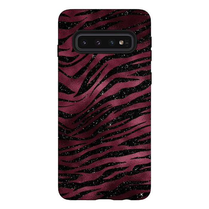Galaxy S10 StrongFit Bordeaux and black Tiger Skin by  Utart