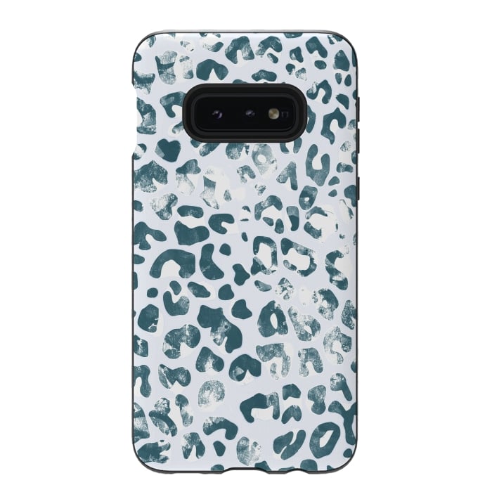 Galaxy S10e StrongFit textured turquoise leopard print by Oana 
