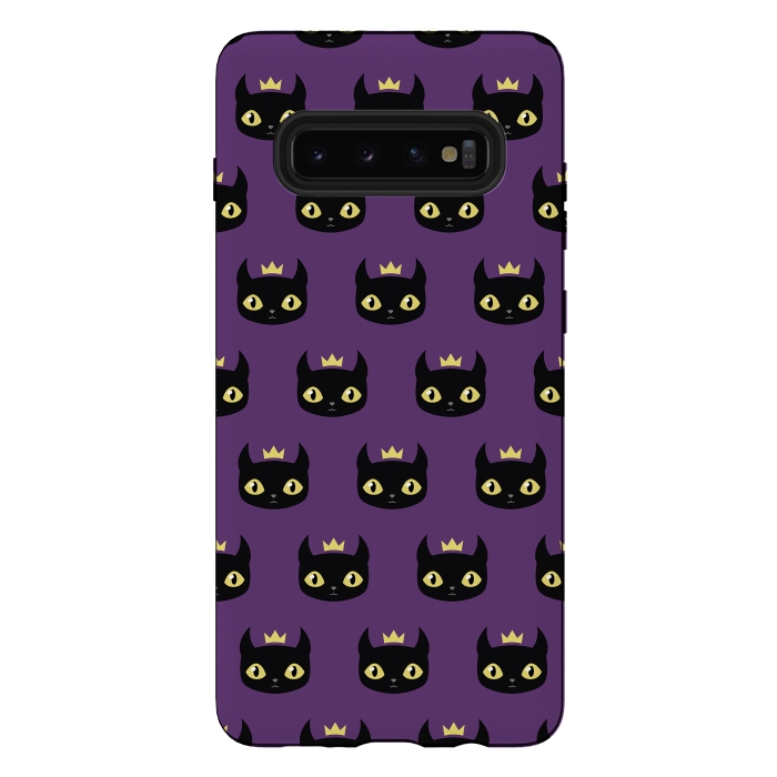 Galaxy S10 plus StrongFit Black cat pattern by Laura Nagel