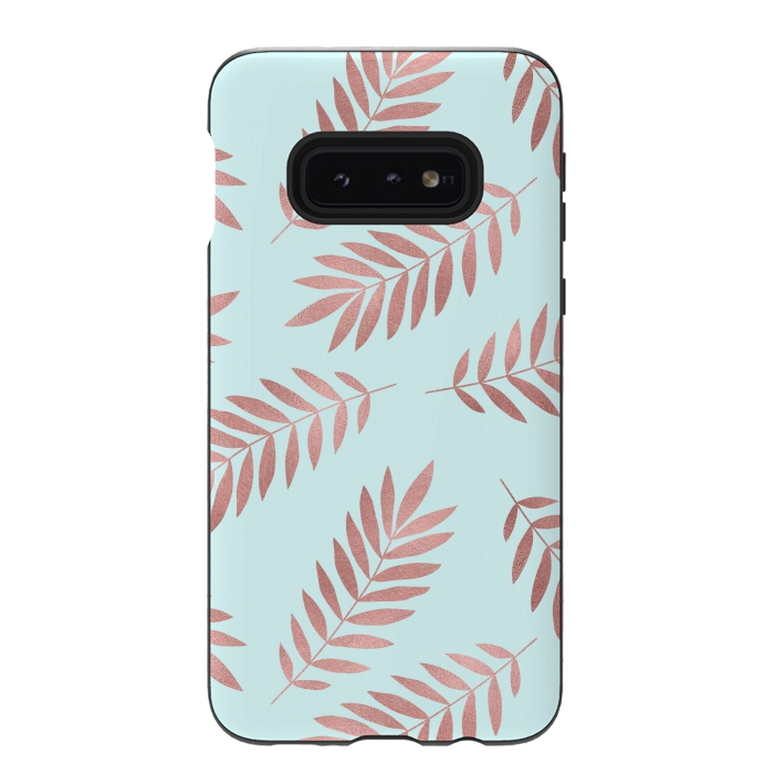 Galaxy S10e StrongFit Rose Gold Leaves by Creativeaxle