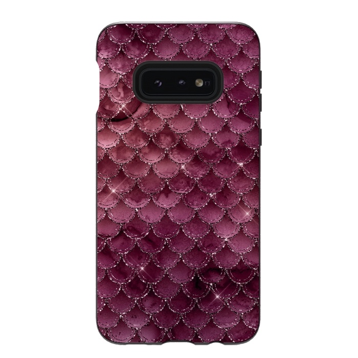 Galaxy S10e StrongFit Purple Silver Mermaid Scales by  Utart