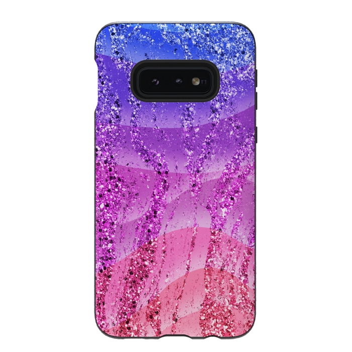 Galaxy S10e StrongFit Gradient purple pink glitter marble by Oana 