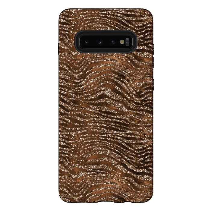 Galaxy S10 plus StrongFit Jungle Journey - Copper Safari Tiger Skin Pattern 1 by  Utart