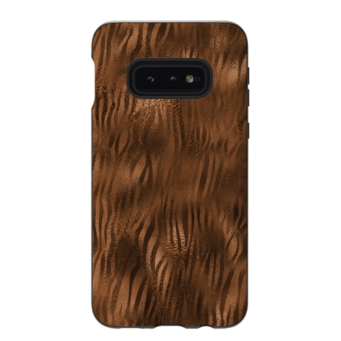Galaxy S10e StrongFit Jungle Journey - Copper Safari Tiger Skin Pattern 2 by  Utart