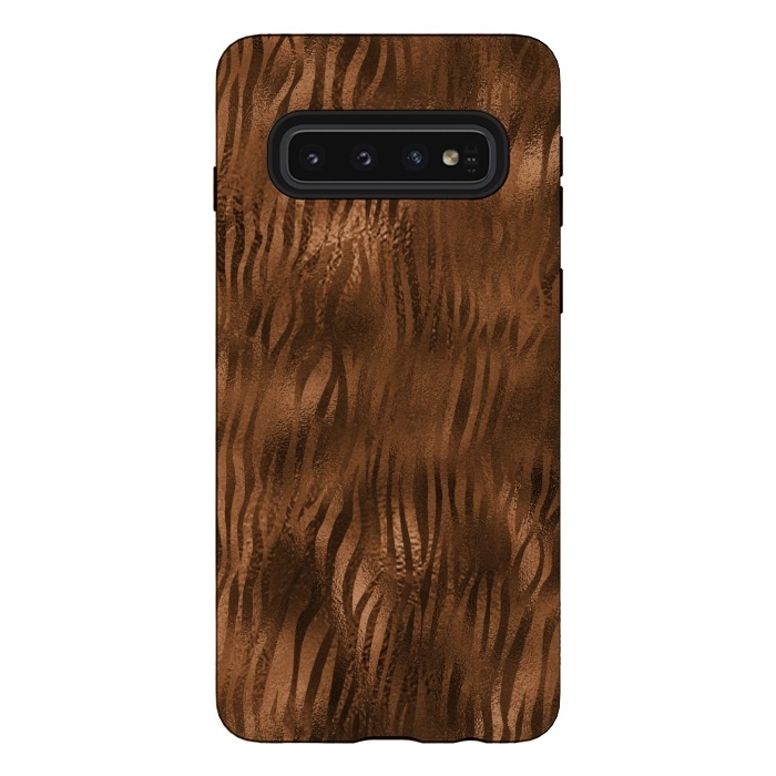 Galaxy S10 StrongFit Jungle Journey - Copper Safari Tiger Skin Pattern 2 by  Utart