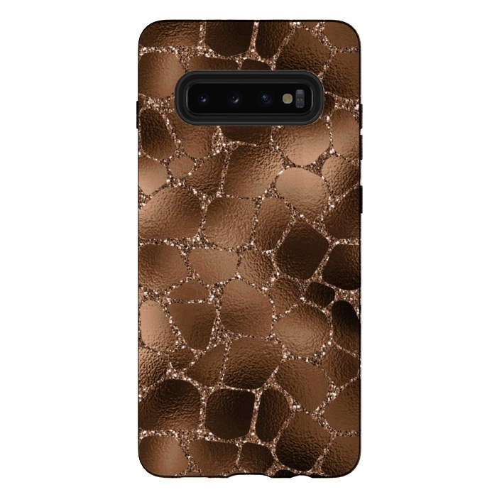 Galaxy S10 plus StrongFit Jungle Journey - Copper Safari Giraffe Skin Pattern  by  Utart