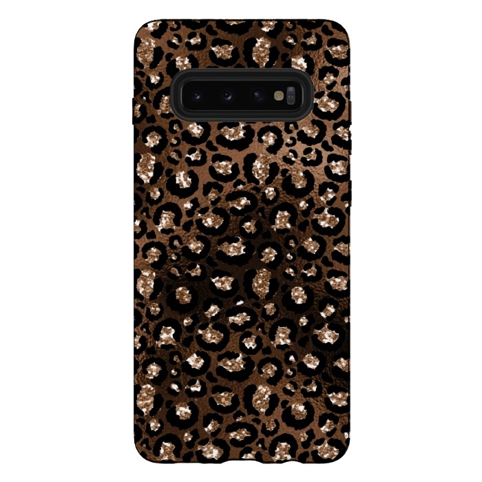 Galaxy S10 plus StrongFit Jungle Journey - Copper Safari Leopard Skin Pattern  by  Utart