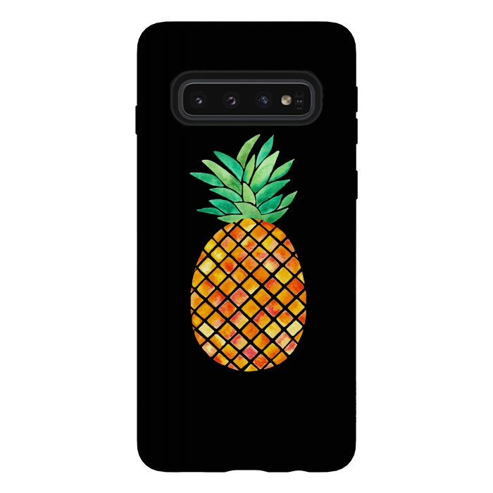 Galaxy S10 StrongFit Pineapple On Black  by Amaya Brydon