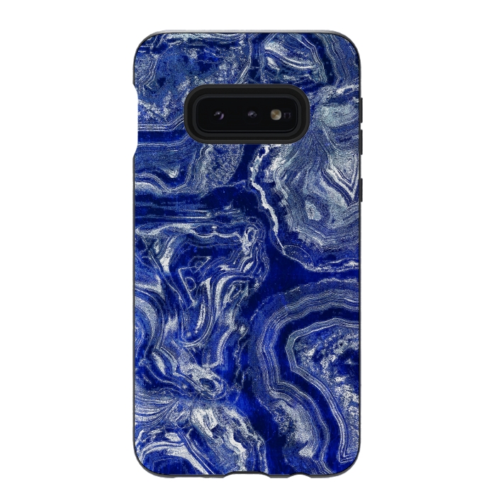 Galaxy S10e StrongFit Metallic indigo blue marble by Oana 