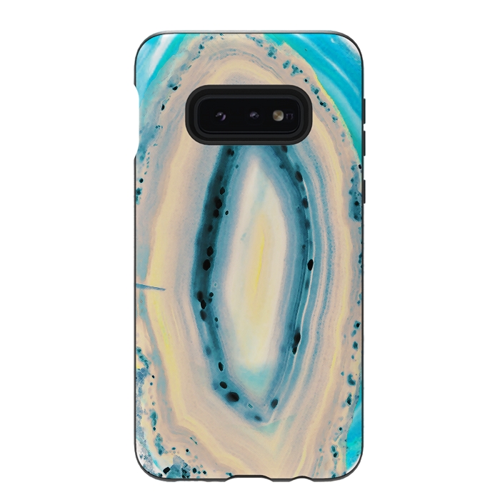 Galaxy S10e StrongFit Blue beige cut out agate marble by Oana 