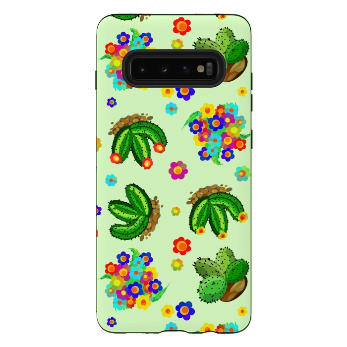 Galaxy S10 plus StrongFit Succulents, Cactus and Flowers Doodles Greenery  by BluedarkArt