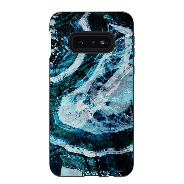 Galaxy S10e StrongFit Textured dark blue agate marble by Oana 
