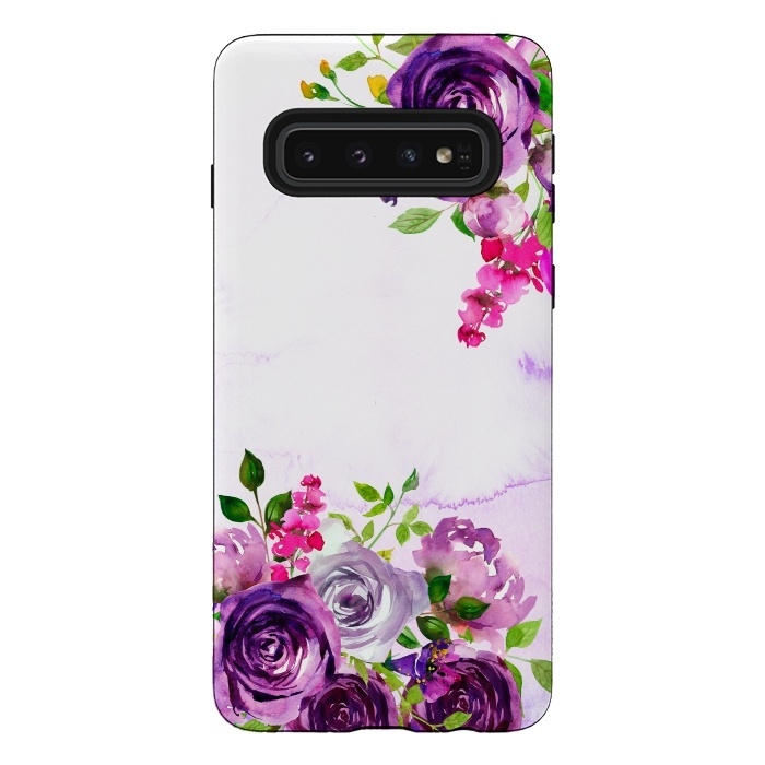 Galaxy S10 StrongFit Hand drawn purple and pink florals by  Utart
