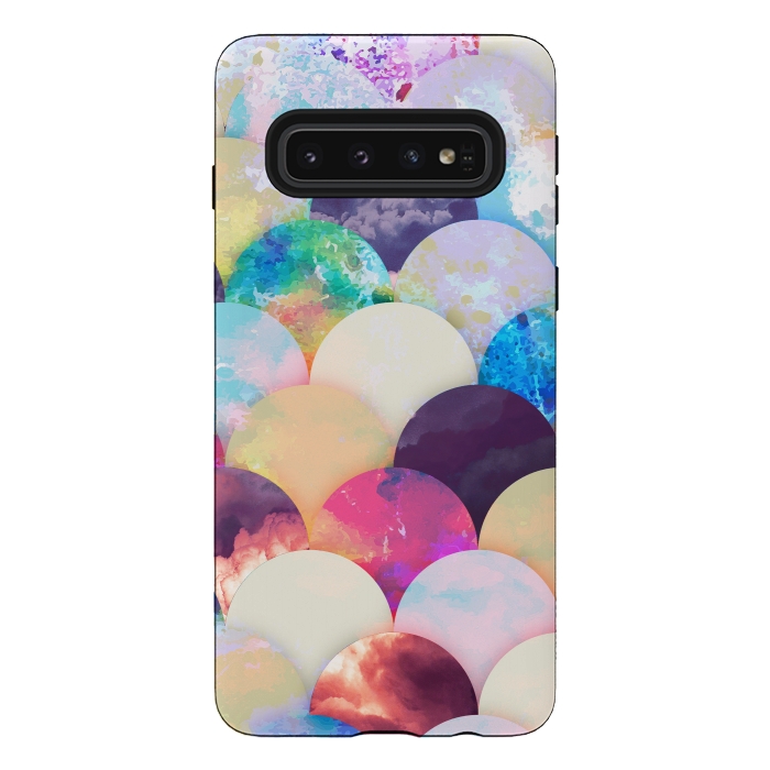Galaxy S10 StrongFit Painted colorful clouds seashell balloons pattern by Oana 