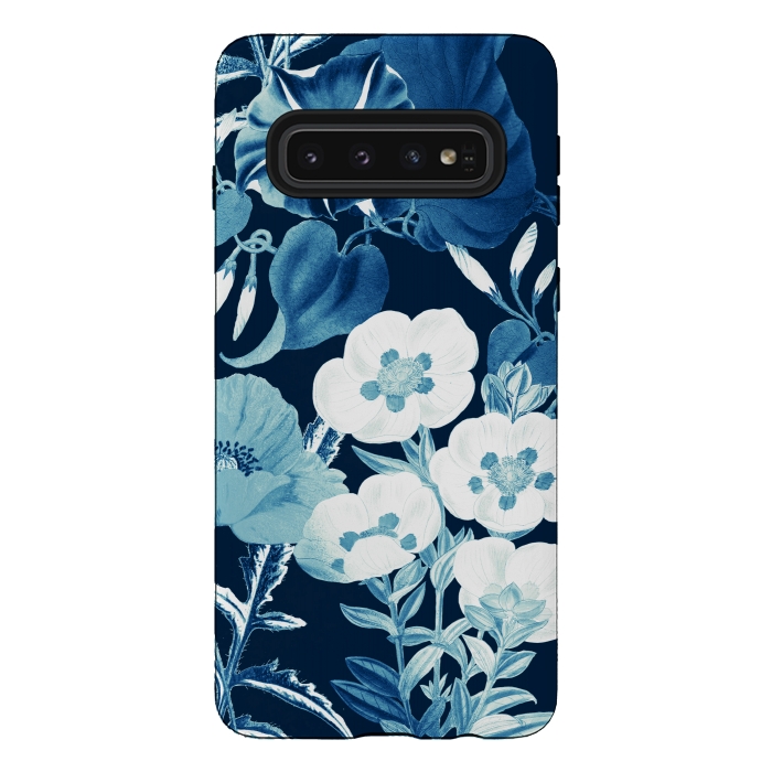 Galaxy S10 StrongFit Romantic blue wild flowers illustration by Oana 