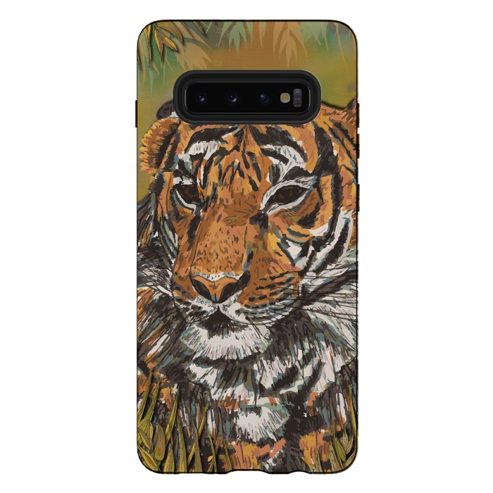 Galaxy S10 plus StrongFit Tiger by Lotti Brown