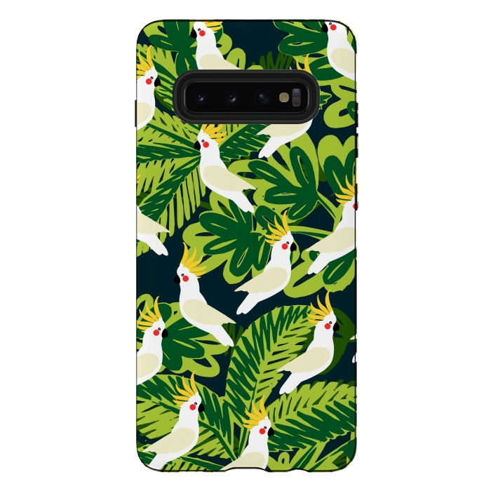 Galaxy S10 plus StrongFit Tropical Parrots by Karolina