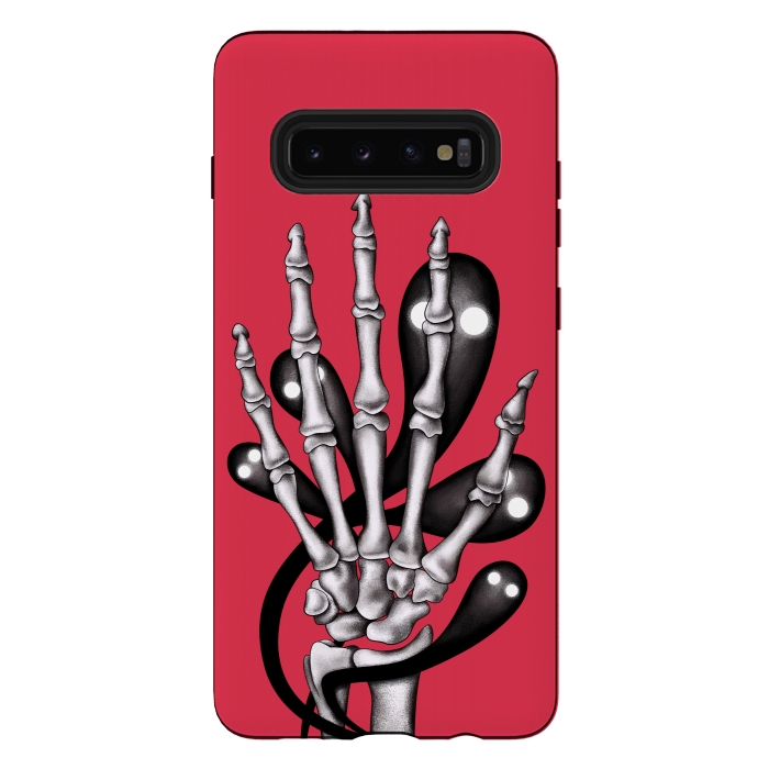 Galaxy S10 plus StrongFit Skeleton Hand With Creepy Ghosts Gothic by Boriana Giormova