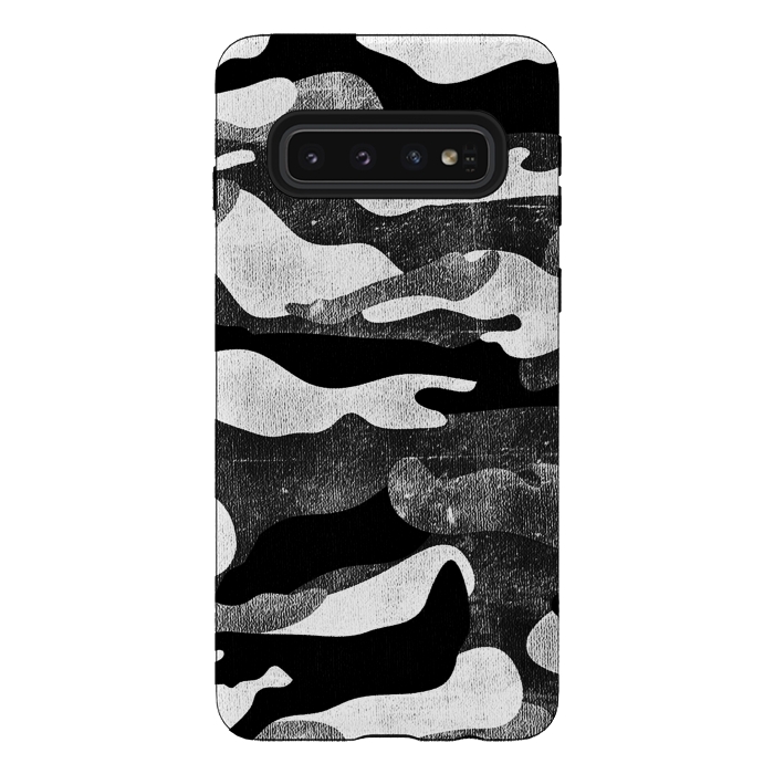 Galaxy S10 StrongFit Black and white grunge camo by Oana 