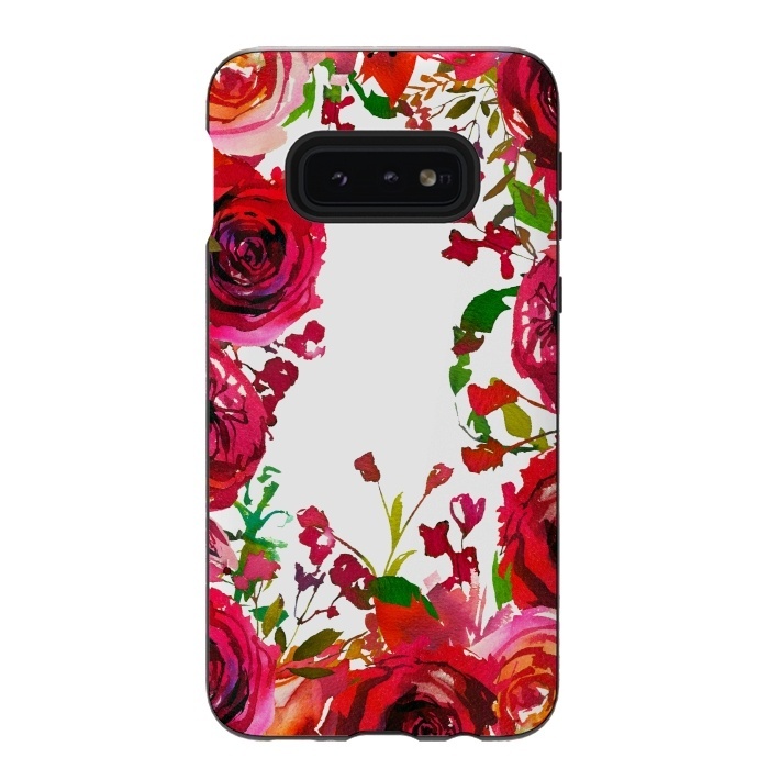Galaxy S10e StrongFit Moody red roses on white by  Utart