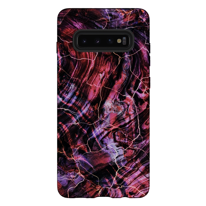 Galaxy S10 plus StrongFit Marble art - dark pink and purple by Oana 
