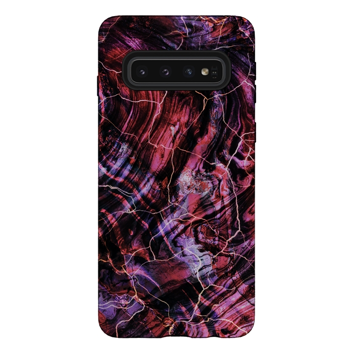 Galaxy S10 StrongFit Marble art - dark pink and purple by Oana 