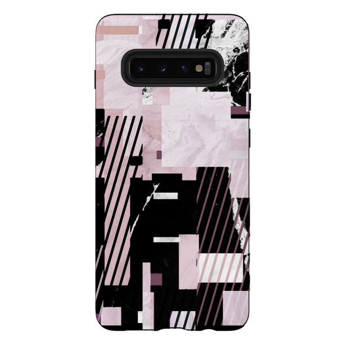 Galaxy S10 plus StrongFit Modern pastel geometric marble composition by Oana 