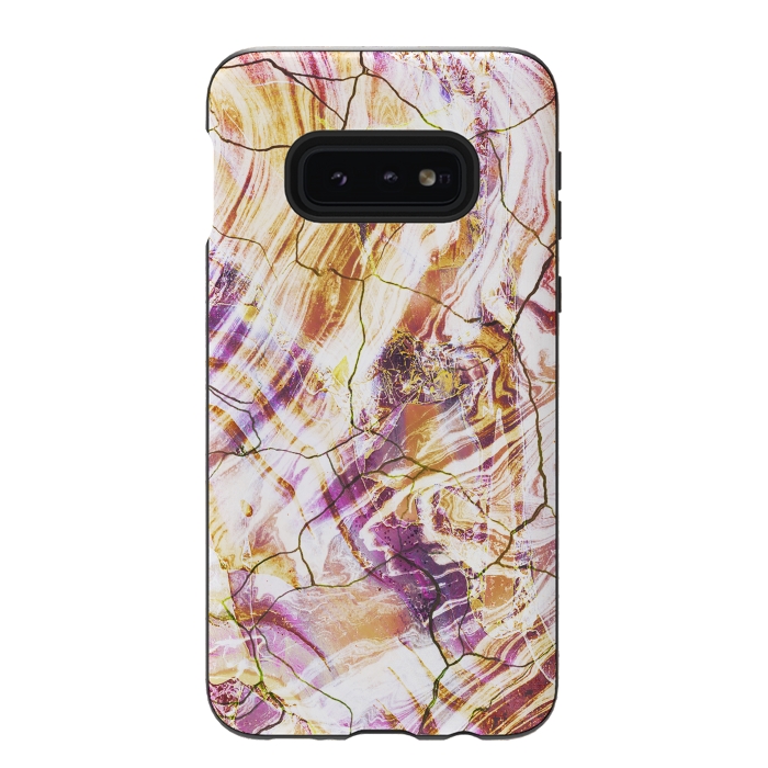 Galaxy S10e StrongFit Gold pink marble art by Oana 